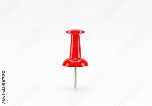 A red push pin on a white background