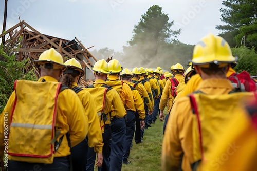 Organized disaster response training drill showcasing emergency preparedness teamwork, rescue coordination, crisis management, evacuation planning, and community resilience for real life emergency.