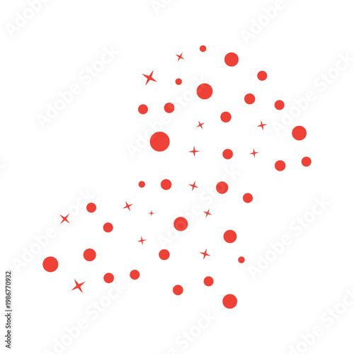 Red dots and stars scattered across a white background freely