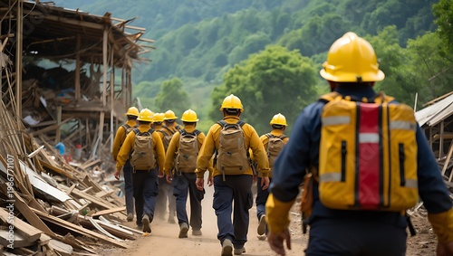Organized disaster response training drill showcasing emergency preparedness teamwork, rescue coordination, crisis management, evacuation planning, and community resilience for real life emergency.