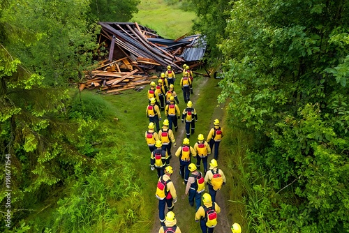 Organized disaster response training drill showcasing emergency preparedness teamwork, rescue coordination, crisis management, evacuation planning, and community resilience for real life emergency.
