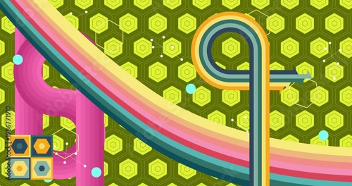 Retro 70s Background animation with Groovy 1970s art video. Minimalistic Vintage design, old-fashioned color artwork.