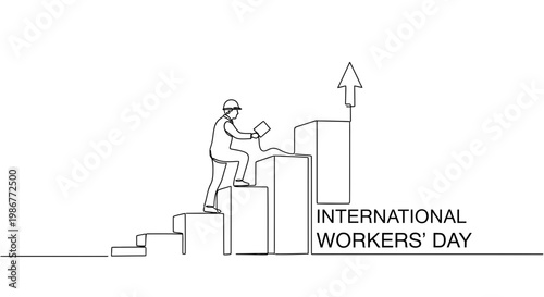 Man climbing steps to success graph.