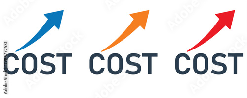 Cost rising icons, rising cost icons vector set in trendy flat style illustration isolated on white background.