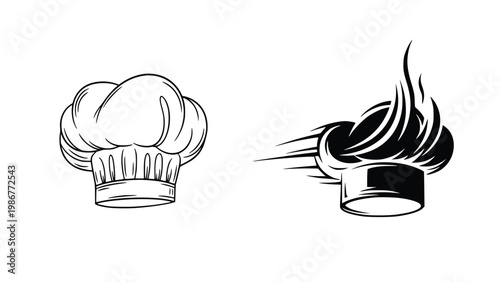 Fotografija Chef hat and torch for cooking and culinary arts