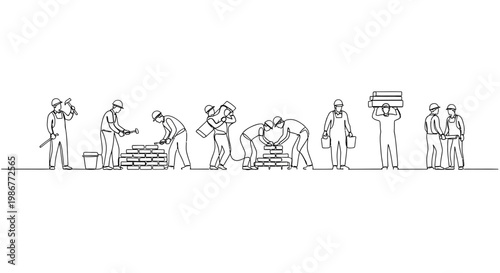 People working construction site together.