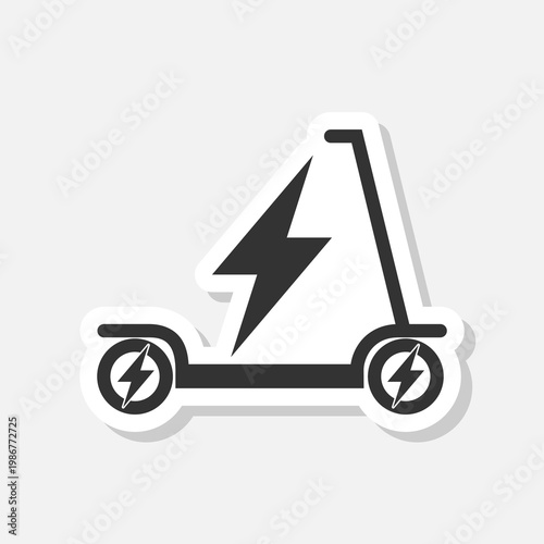 Electric scooter icon sticker isolated on gray background