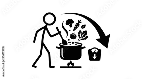 Healthy Cooking Process Weight Loss Concept