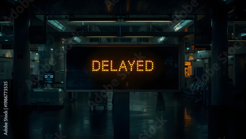 Delayed train announcement in dark station