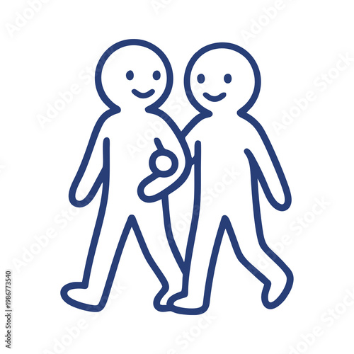 Neon gemini symbol two figures connected isolated on transparent background