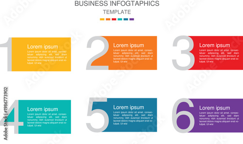 Editable business infographic template design with 6 steps. Infographic template which can be used for presentations banners, workflow layout, annual report, web design.