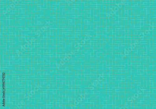 Abstract turquoise background with a grid of thin white and gold lines forming a mosaic pattern