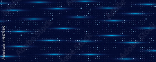 Modern navy grid with glowing squares and dynamic lines creates futuristic corporate backdrop for AI and financial technology concepts. Technology digital background