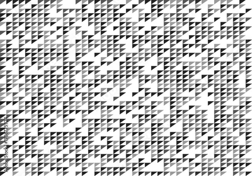 Seamless geometric pattern of small black and grey triangles on a white background creating a textured visual effect