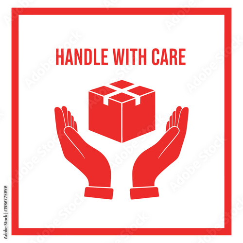 Handle With Care Symbol: Hands Supporting Fragile Package