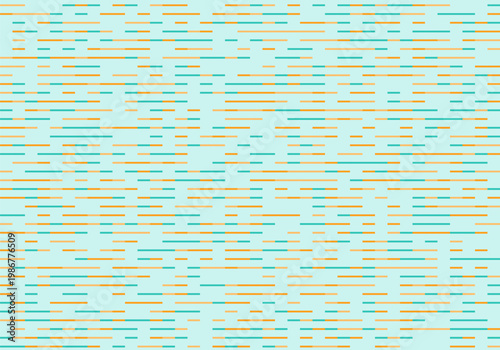 Abstract seamless pattern of horizontal dashed lines in light blue and orange colors