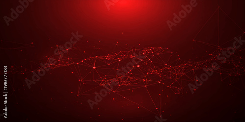 Abstract red background with glowing digital lines and energy patterns creating a tech science illustration for a modern computer wallpaper design