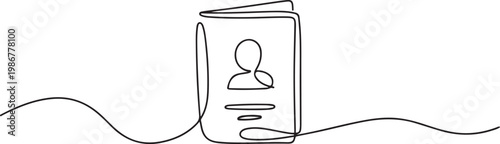 One Continuous Line Drawing of Passport Icon. Single Line Vector Illustration, One Continuous Line Drawing of Visa Applications Icon. one line Icon drawing