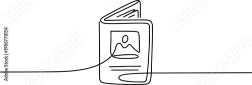One Continuous Line Drawing of Passport Icon. Single Line Vector Illustration, One Continuous Line Drawing of Visa Applications Icon. one line Icon drawing