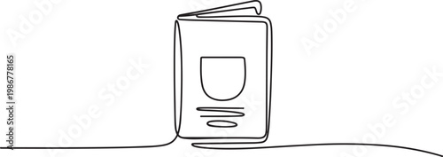 One Continuous Line Drawing of Passport Icon. Single Line Vector Illustration, One Continuous Line Drawing of Visa Applications Icon. one line Icon drawing