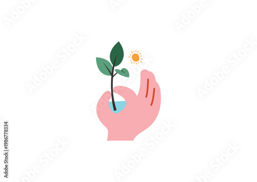 植物を持つ手のイラスト