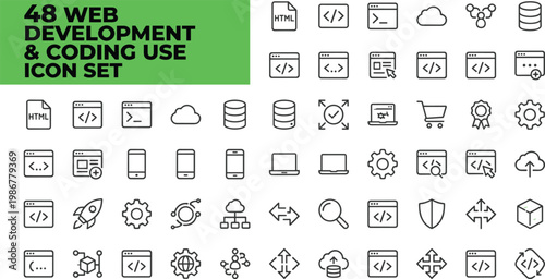 web development and coding icon set vector illustration