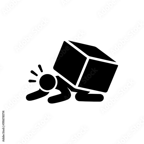 Cuadro en lienzo Heavy Weight Crushing Person Icon