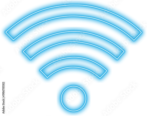 Neon WiFi Icon Signal Blue Glow Wireless Network Symbol