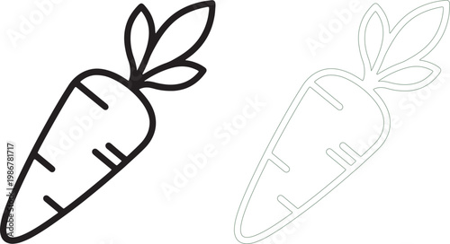 Black and green carrot silhouettes with leaf tops vegetable