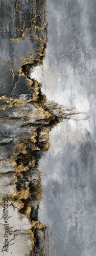 Abstract Cracked Texture with Gold Accents and Neutral Background