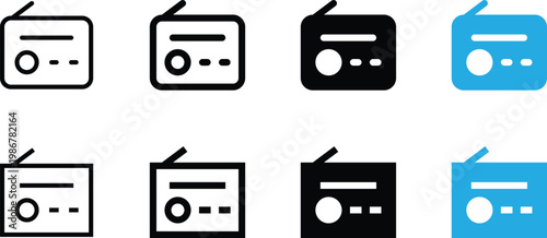 Set of radio icons in various styles