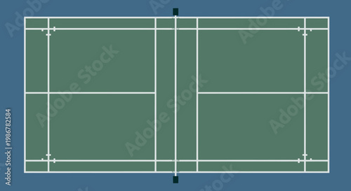 Tennis court layout with markings.