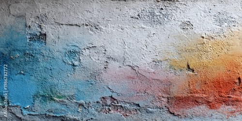 A rough vintage surface features an aged and textured grunge wall background with dirty brown paint and an antique rust pattern on dark concrete material