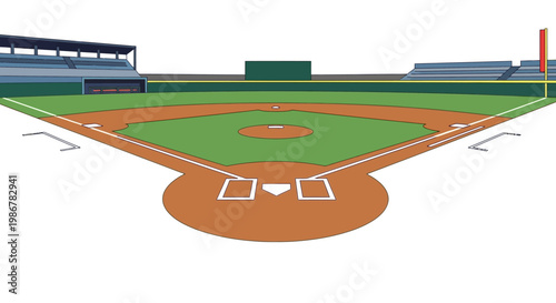 Illustration of a baseball field layout.