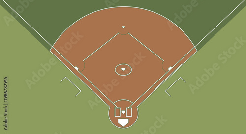 Baseball field layout with markings.