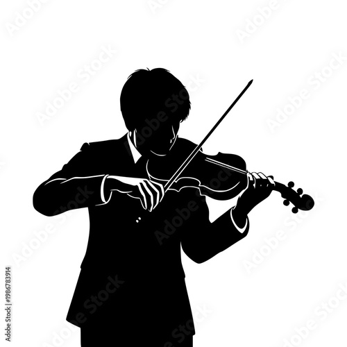 Silhouette Illustration of a Professional Male Violinist Performing