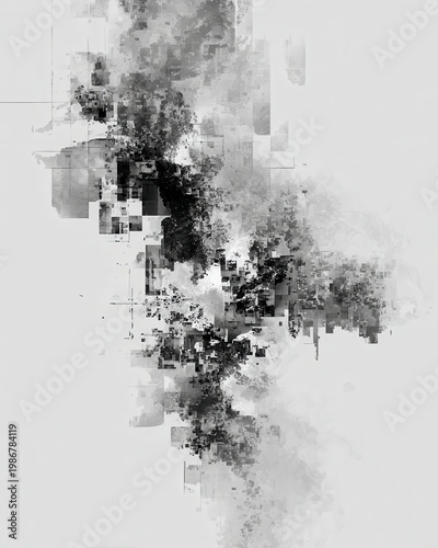 Abstract Monochrome Texture with Shapes and Patterns in Gray Tones