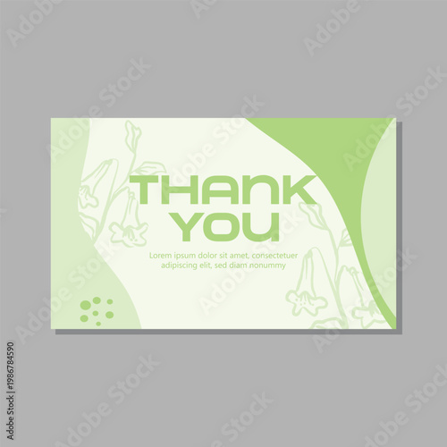 Thank you card template with soft pastel colors and floral line art