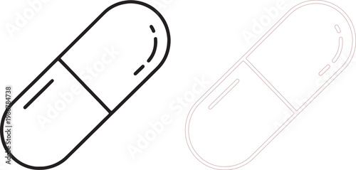 Black and red capsule medicine pill