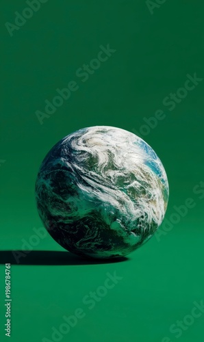 Vibrant Earth Globe on Simple Green Background