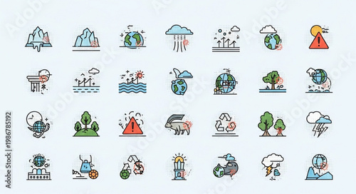 Collection of Weather and Natural Disaster Icons for Design Projects.