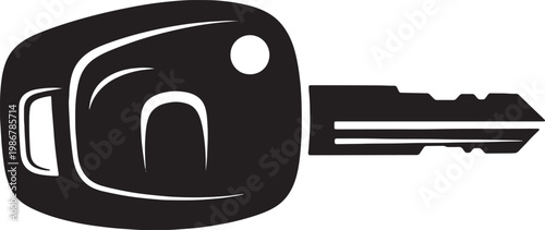 Modern electronic car key fob silhouette vector graphic.