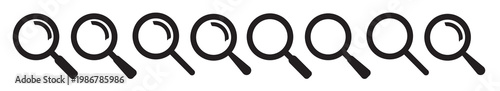 Search icon set. discovery magnifier glass vector symbol. research and explore magnification equipment sign. magnify or zoom web icon.