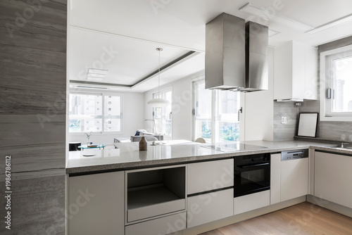Interior of a beautiful kitchen in cozy apartment