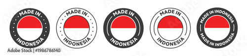 Free Download Set of Made in Indonesia label icons. Made in Indonesia logo symbol. Indonesian-made badge. Indonesia flag. suitable for products of Indonesia. vector illustration - GFXLoad