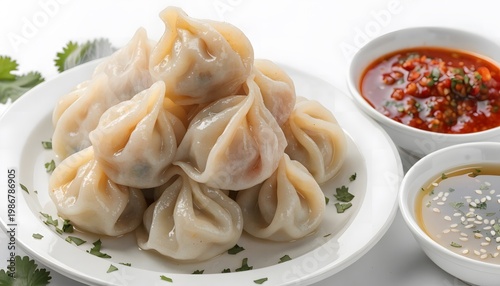 Fresh plated with chili sauce closeup high resolution picture