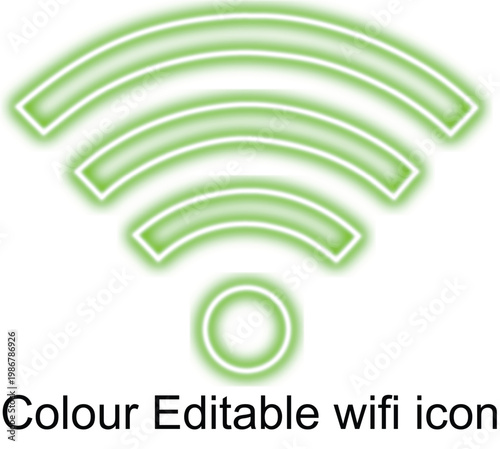 wi fi icon,Neon WiFi Icon Signal green Glow Wireless Network Symbol