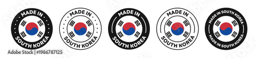 Konstfotografi Set of Made in South Korea label icons