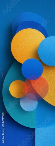 Abstract Colorful Geometric Shapes on Blue Background