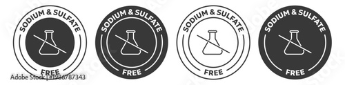 Sulfate and sodium free icon set. Four black emblem variations on white background.